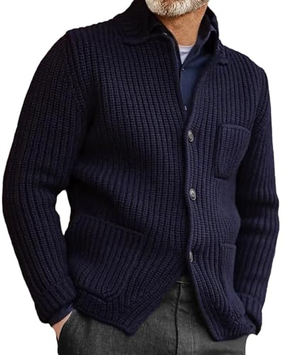 Generisch Cardigan en tricot pour homme avec boutons - Veste de transition - Coupe ajustée - Élégante veste de costume blazer d'affaires - Veste de loisirs - Veste d'automne - Grandes tailles - Veste
