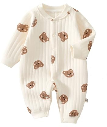 TootyTots Unisex babysparkdräkt, 100 % bomull, mjuk och bekväm, långärmad jumpsuit för ytterkläder och nattkläder, lämplig för alla årstider, 3-6 mesi