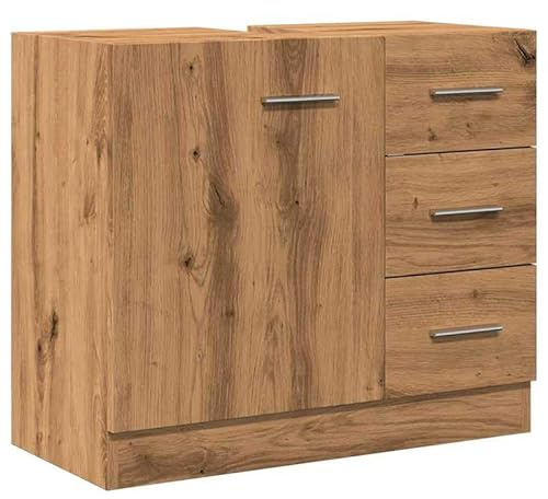 Eleganz Armadio lavandino in rovere Artisan, 63 x 30 x 54 cm, in legno – Set di mobili da bagno per bagno moderno, salvaspazio e durevole