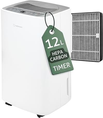 Turbionaire SENSO 12 SG Clean Deshumidificador y Purificador de Aire – 12L/24h, Filtro HEPA + Carbón Activo, 120 m³/h, Depósito 2L, Pantalla LED, Temporizador, Silencioso 36dB, Eficiente