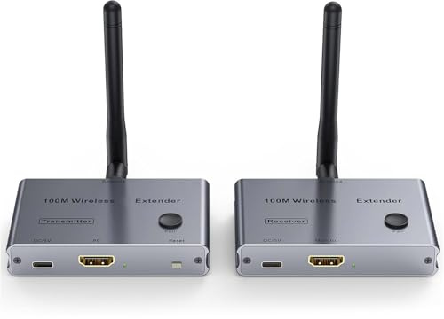 Plyisty Kit di Adattatori Wireless, Ritardo da 100 M 4K / 30Hz per Altoparlanti per Home Theater, Trasmette Fino a 100m, Plug & Play Design, Interfacce HD1.4