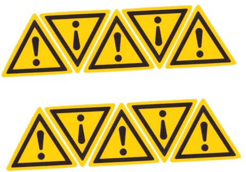 Baluue 10 Pezzi Adesivi di Avvertenza Gialli per Superfici Segnale Pericolo Alta Visibilità in Carta Sintetica Pp per Auto e Aree Pericolose Posizionamento Versatile