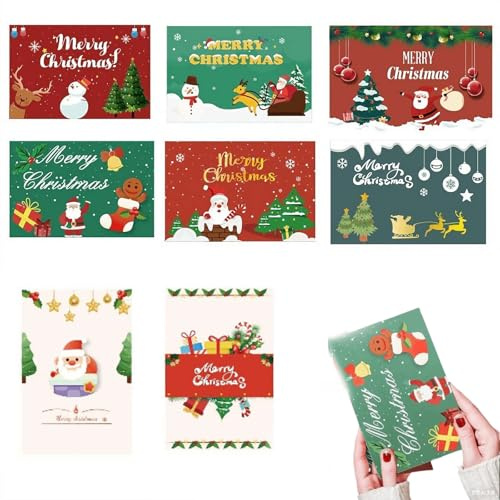 16 tarjetas de felicitación de Navidad y Año Nuevo, 20 x 15 cm, tarjetas de bendición escritas a mano en papel de primera calidad para regalos y deseos de vacaciones