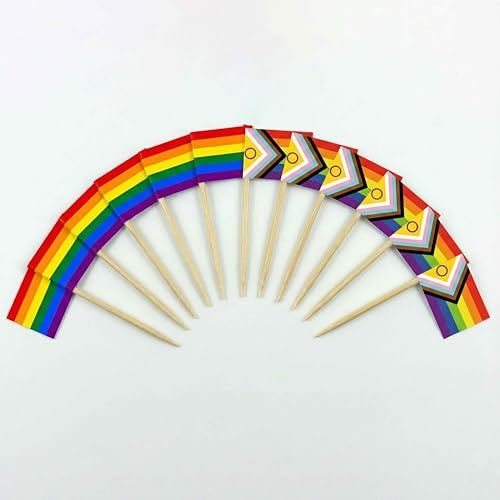 120 Piezas Palillos Cóctel Bandera Pride - Palitos Bambú para Fiestas