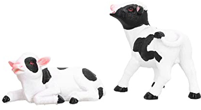Haofy Figurine de Vache, Sculptures d'animaux en Résine, Ornements de Vache Miniatures Peints à la Main pour la Décoration du Jardin et de la Maison (Une Paire de Petites Vaches)