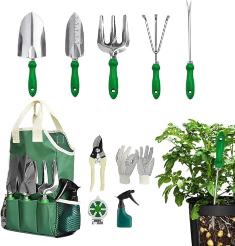 Kit d'Outils de Jardinage | Equipement Solide Et,Outils De Jardin en 11 Pièces,pour Débutants Et Jardiniers Amateurs Hommes Femmes Fleurs Pelouse