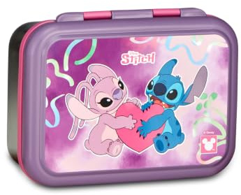Seven Portamerenda Lilo & Stitch, Rosa, 850 ml, Resistente al calore, Divisorio interno, Lavabile in lavastoviglie, Base in acciaio, Scuola, Sport, Viaggio, Bambino, Bambina