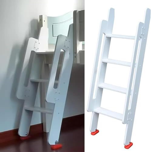 Scala di Ricambio per Letti A Soppalco/dormitorio/Bambini in Legno Bianco, Scala Laterale per Camper/Letti A Castello Doppi con Ampio Gradino E Staffe, White, 200cm/6.56ft78.7in