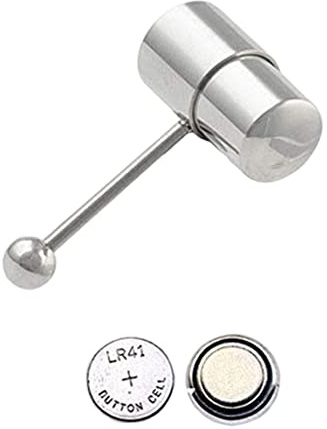 Tsawntd Barra de lengua de acero inoxidable, anillo de vibración para lengua, joyería Piercing, adorno de barra, anillo de vibración de perno prisionero de plata, perforadora