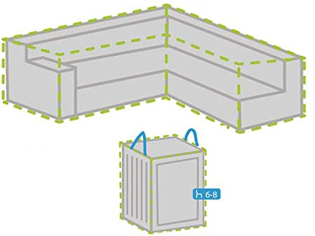 Schutzhüllen Set: Abdeckung 250x250cm für L-förmiges Garten Lounge Set + Hülle für 6-8 Kissen