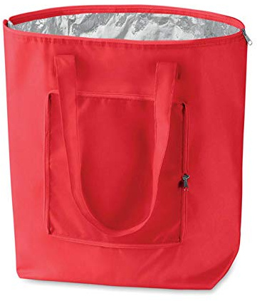 Borsa termica pieghevole riutilizzabile, shopping, borsa da spiaggia leggera e resistente, con fodera interna in alluminio con perfetta funzione di raffreddamento - rosso