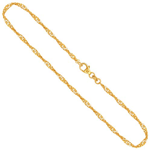 EDELIND Goldkette 585 Gelbgold 2,4mm für Damen Herren - Singapurkette Halskette 14 Karat Gold Länge 60cm - Goldschmuck mit Schmuck Geschenk Box Made in Germany