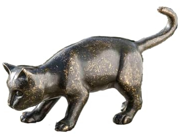 IDYL Bronze-Skulptur Katze | 13x8x23 cm | Handgefertigte Kunst | Wetterfest | AN0017BR-BI