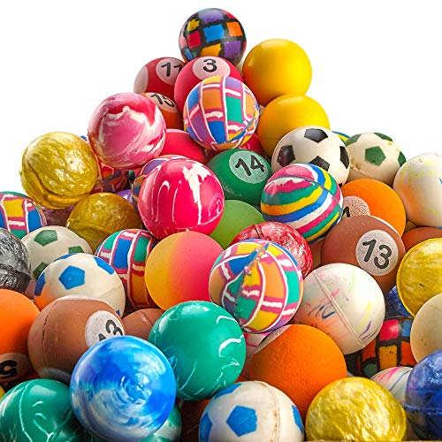 Bulk Mini-Hüpfbälle (250 Stück) verschiedene Hi-Bounce-Bälle, Mischung aus vielen Farben und Designs, Strumpffüller, Partygeschenk, kleiner Preis, Geschenktütenfüller