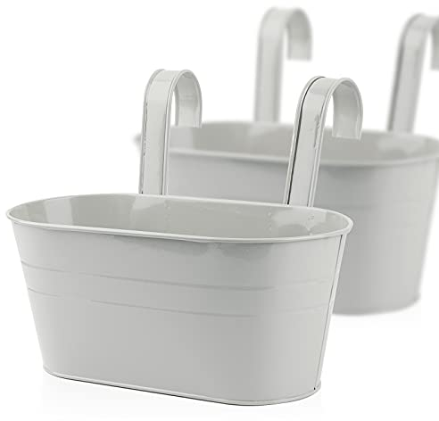 ABSDON 2pcs Hängender Blumentopf Metall mit Haken Balkon Blumentopf Hängend Für Dekotation Balkon Garten Wand Innen und Außenbereich 27.5 * 13.9 * 12cm