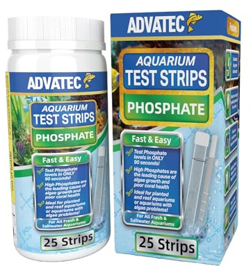 Phosphate Test Strips for Freshwater & Saltwater Fish Tank - Testing Strips for Fresh & Salt Water Aquarium - Lab Grade Water Tester Kit - 25 Count