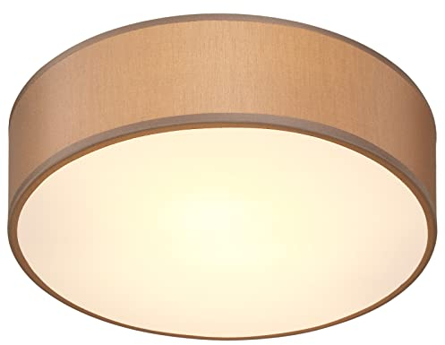 MONZANA® Deckenlampe Stoff Wohnzimmer Schlafzimmer E27 Taupe 30cm Rund 1-Flammig 40W Lampe Flur Küche Deckenstrahler Deckenleuchte Stoffdeckenlampe
