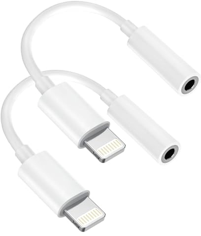 [Apple MFi Certified] 2 Pack for iPhone 3.5mm Headphones Adapter, Lightning to 3.5 mm Headphone/Earphone Jack Converter Audio Aux Dongle Compatible with iPhone 14 13 12 11 Pro XR XS Max X 8 7.