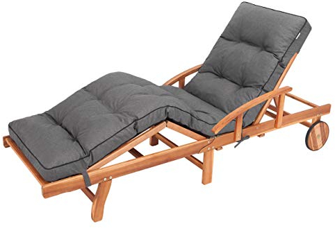 Bjird Liegenauflage, Auflage für Gartenliege 200 x 55 x 8 cm, Auflagen für Deckchair, Polsterauflage für Sonnenliege, Kissen für Liegestuhl, gesteppt - Anthrazit