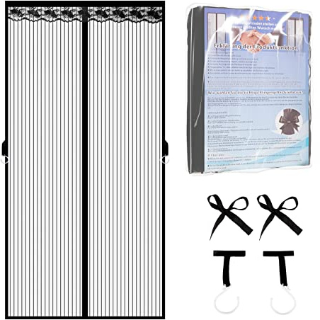 Timizi Moustiquaire pour Portes 70x220cm, sans Percer Rideau Anti-Insectes Fixation Aimantée, Laisse Passer l'Air Frais. - Noir
