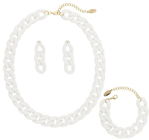 Bocar Statement Acrylic Chunky Necklace for Women Cuban Link Chain Collar Necklace Bracelcet Earrings Fashion Costume Jewelry Set
