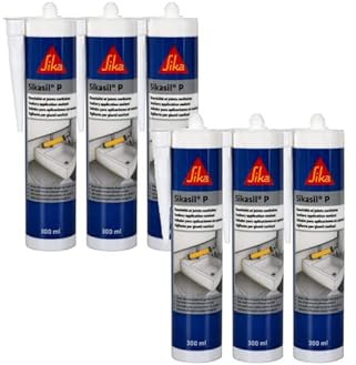 Lot de 6 mastics silicone universel SIKA Sikasil-P Marine - Transparent - 300ml