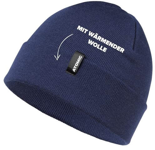 ATOMIC ALPS Rolled Cuff Beanie - Dunkelblau - Warme Mütze für Herren & Damen - Weiche & atmungsaktive Mützen - Wollmütze aus hautfreundlichem Material - Bequeme & Schlichte Mütze