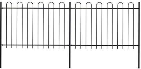 WIFESE 340x120 cm Pannelli per Recinzioni con Punta Tonda Recinzione Decorativa Palizzata da Giardino Staccionata Giardino Recinzione da Giardino in Metallo Recinto Nera in Acciaio
