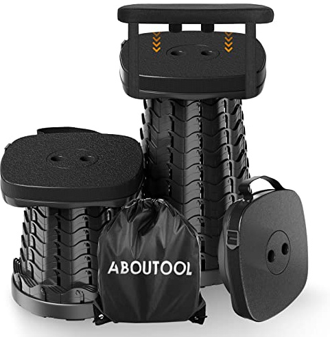 aboutool Collapsible Stool with Soft Removable Cushion & Waterproof Carry Bag - Lightweight Folding Stool, 485lbs Capacity, Portable for Adults, Camping, Fishing, Hiking, Outdoor, Travel