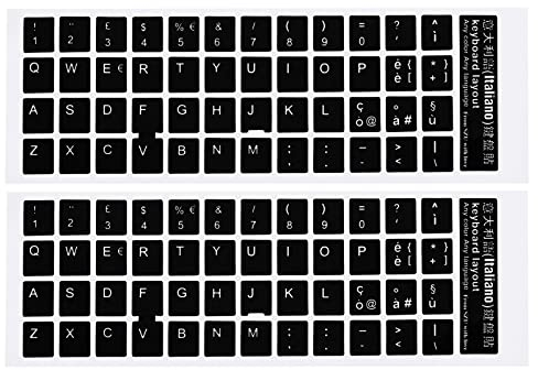 PATIKIL Italiano Tastiera Adesivi, 2pz Universale Tastiera Sostitutiva Copertura Liscia per Notebook Desktop Computer, Nero Sfondo Bianco Scritte
