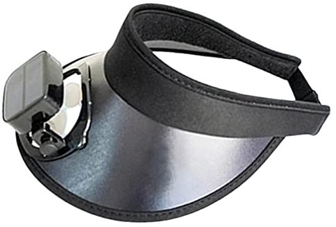 BOTOWI Hommes Femme Fan Hat Visor Intégré Dans Le Ventilateur Solaire + USB Double Alimentation Réglable Vitesse Et Direction Du Vent, 24 Heures De Refroidissement,Noir,One Size