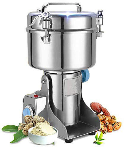 Broyeur à céréales, broyeur électrique multifonction pour épices à café, grains, herbes, moulin en acier inoxydable avec protection contre les surcharges et fonction de synchronisation, 6 tailles