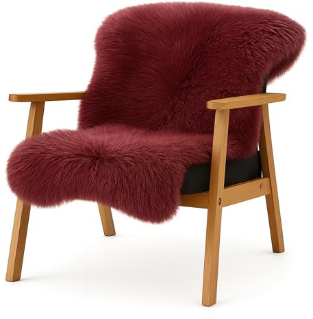 KARAT Audrey (Marsala) - Tappeto in Vera Pelliccia di Pecora con Dorso in Pelle, Altezza ca. 60 mm, in Morbida Pelliccia di Agnello, Decorazione