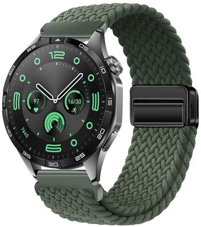 XMUXI Nylon Straps Compatible with Huawei GT6 46mm/GT5/GT4 46mm/GT3 Pro/GT2e Wrist Strap, 22mm Magnetic Stretch Sport Band for Garmin Venu 4 Watch Strap/Venu 3 2/Forerunner 255/265