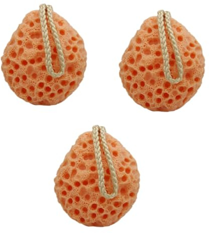POPETPOP 3piezas Esponja Exfoliante Natural Para Cuerpo y Cara y Limpieza Diaria Naranja