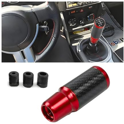 JNNJ Voiture Pommeau Levier Vitesse, 6 Changement Speed Véhicule Gear Shift Aluminium, Knob Lever Shifter Head Transmission, Convient Plupart Véhicules Manuels Automatiques, Pratique(Rouge)
