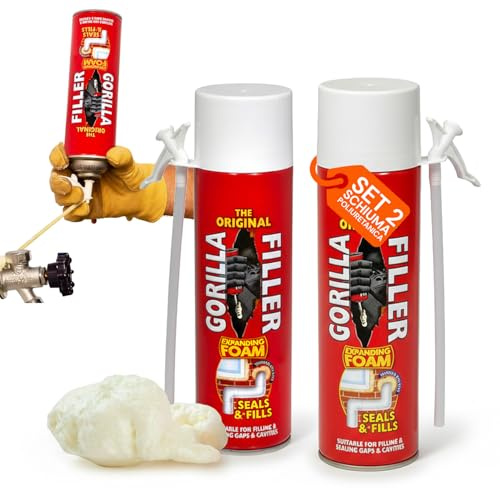 Avilia Schiuma Poliuretanica con Erogatore, Set da 2 Bombolette da 500ml per Incollare, Isolare e Riempire, Uso Interno ed Esterno, Formula Impermeabile e Isolante