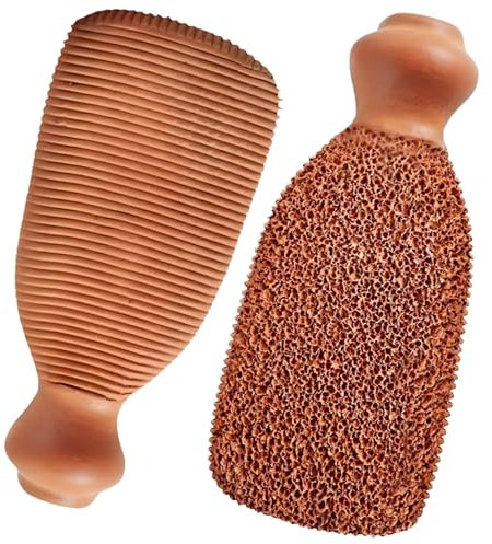 Natural Pumice Stone Made of Terra Cotta Remain 7+ Years | Ancient Indus Valley Foot Scrubber Callus Remover Skin Care Pedicure Tool for Cracked Heels & Dead Skin | Foot Exfoliator (+Organic Cocoa)