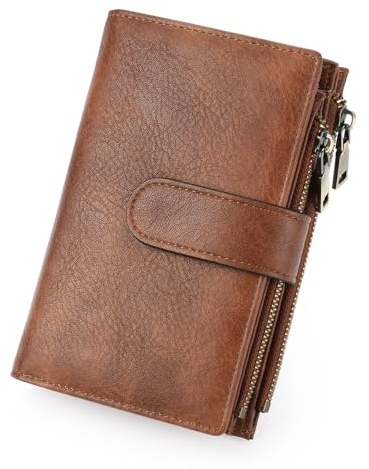 GOIACII Geldbörse Damen Große Kapazität RFID Portemonnaie Mittelgroß Geldbeutel Doppelter Reißverschluss Brieftasche für Frauen