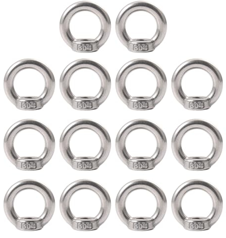 14 Pieces M8 Lifting Ring Nuts, 304 Stainless Steel Lifting Eye Nut, Ring Female Threaded Nuts, for Lifting Accessories Lifting Ring Bolts
