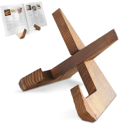 Kochbuchständer aus Holz, book stand, Ideal zum Halten von Kochbüchern und Bücher, Stilvoller Kochbuchhalter für Ihre Kochkreationen.