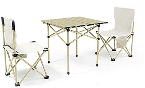 KGDJBGSE Tragbarer Campingtisch und Stühle, klappbarer Picknicktisch aus Aluminium, tragbarer Klapptisch mit 2, 4, 6 Sitzplätzen für Outdoor, Camping, Essen, Grillparty, 4 Sitzplätze