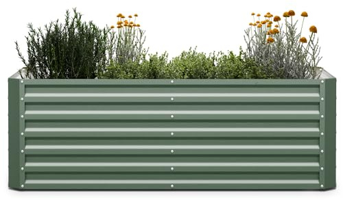 blumfeldt High Grow Straight - Aiuola Rialzata, 1000 L, in Acciaio Galvalume Ondulato, Resistente a Ruggine & Gelo, Altezza Ergonomica: 60 cm, per Fiori, Erbe & Verdure, Facile Montaggio