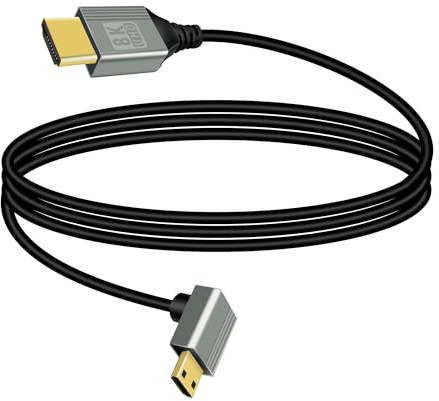 RIIEYOCA 8K Mini HDTV auf HDTVS Adapter Kabel, 90 Grad nach unten gewinkelt Mini HDTV Stecker auf HDTVS Stecker 8K@60Hz 4K@120Hz 48Gbps Verbindungskabel(1M)