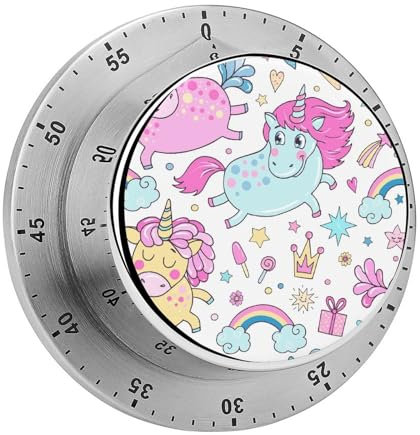 Mechanical Timer Unicorn Simple Magnetic Stainless Steel For Cooking Fitness Baking Learning Kitchen 8cm