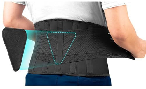 Rückenstützgürtel zur Entlastung des Unteren Rückens, Atmungsaktive Rückenbandage für Herren und Damen, Rückengurt für Arbeit und Sports A,L/XL