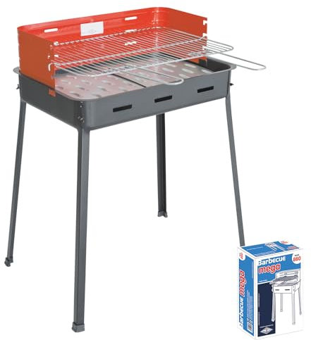 Marvin Barbecue a Carbonella Griglia in Acciaio Cromato Regolabile in 3 Posizioni BBQ Grill Giardino Campeggio Picnic (MEGA Art.860)