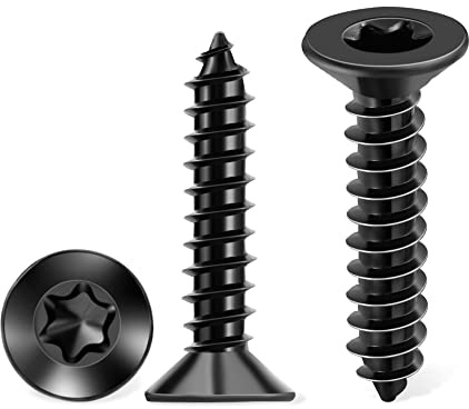 100 PCS M4.8 X 25 mm Flat Head Torx Wood Screws, 304 Stainless Steel, Full Threaded & Black Coated for Durability, T25 Drive Bit Included, Multipurpose Screw by TPOHH