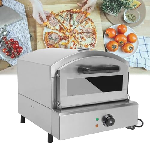 Kindevieft Four à Pizza à 2 Niveaux en Acier Inoxydable avec Pierre à Pizza Ronde De 30,5 Cm, Machine à Pizza Portable pour Les FêTes Et La Cuisine en Plein Air, ThermomèTre IntéGré