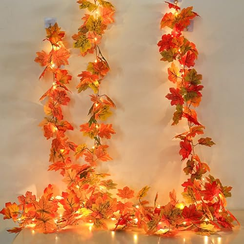 ACAREY Herbstdeko Lichterkette 175CM LED Herbst Lichterkette Batterie Herbst Dekoration Ahornblätter Herbst Girlande für Hochzeit, Erntedankfest, Halloween, Abendessen, Party, Kamin (B)